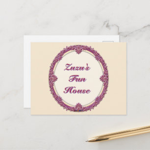 Fancy Rand Paars/Roze En Crème Personaliseer Briefkaart