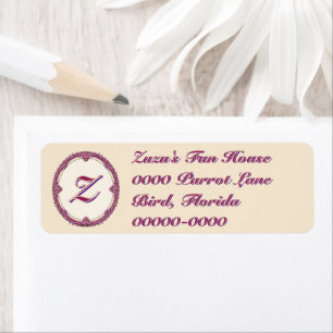 Fancy Rand Paars/Roze En Crème Personaliseer Etiket