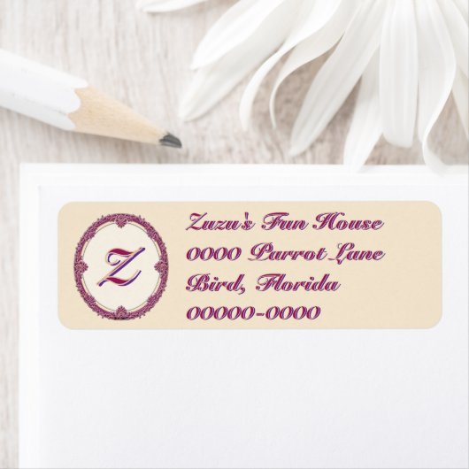 Fancy Rand Paars/Roze En Crème Personaliseer Etiket (Insitu)