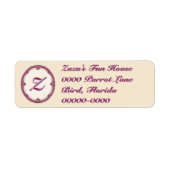 Fancy Rand Paars/Roze En Crème Personaliseer Etiket (Voorkant)