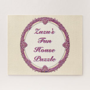 Fancy Rand Paars/Roze En Crème Personaliseer Legpuzzel