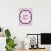 Fancy Rand Paars/Roze En Crème Personaliseer Poster (Thuiskantoor)