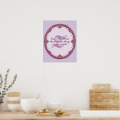 Fancy Rand Paars/Roze En Crème Personaliseer Poster (Keuken)