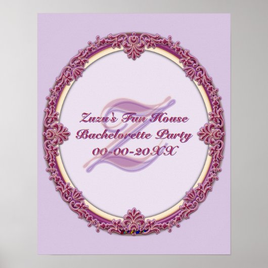 Fancy Rand Paars/Roze En Crème Personaliseer Poster (Voorkant)