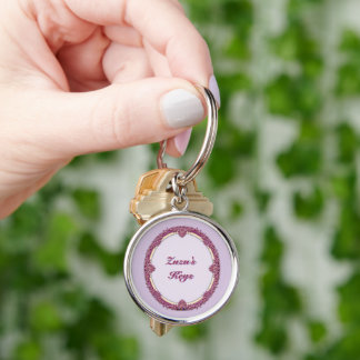 Fancy Rand Paars/Roze En Crème Personaliseer Sleutelhanger