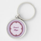 Fancy Rand Paars/Roze En Crème Personaliseer Sleutelhanger (Voorkant)
