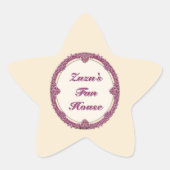 Fancy Rand Paars/Roze En Crème Personaliseer Ster Sticker (Voorkant)