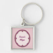 Fancy Randje Paars/Roze En Crème Personaliseer Sleutelhanger (Voorkant)