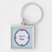 Fancy Randje Paars/Roze En Crème Personaliseer Sleutelhanger (Voorkant)