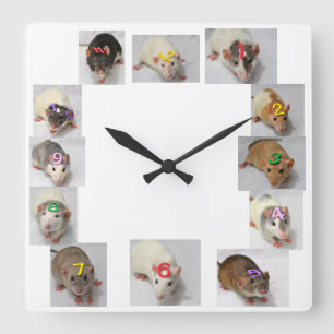 Fancy Rat Clock Vierkante Klok