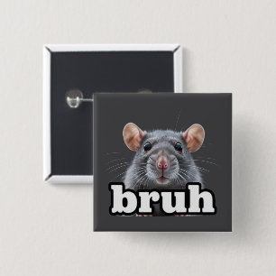 Fancy Rat Knaagdier Eigenaar Meme Bruh Huisdier Ra Vierkante Button 5,1 Cm