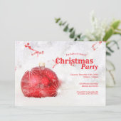 Fancy Red Bauble Frosted Ornament Kerstfeest Kaart (Staand voorkant)