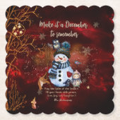 Fancy RED Gold Holiday Party met personages Kartonnen Onderzetters (Voorkant)