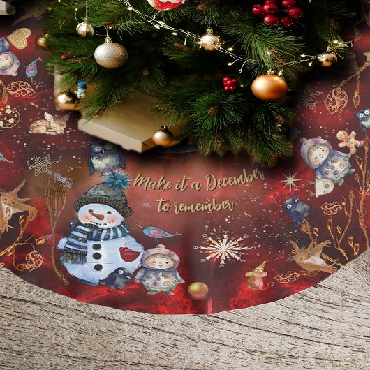 Fancy RED Gold vakantie met personages Kerstboom Rok