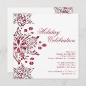 Fancy Red Jewel Snowflakes Holiday Party Kaart (Voorkant / Achterkant)