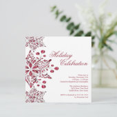 Fancy Red Jewel Snowflakes Holiday Party Kaart (Staand voorkant)