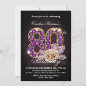 Fancy Regal Rose Amethyst Gold 80th Birthday Kaart (Voorkant)