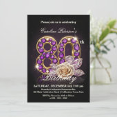 Fancy Regal Rose Amethyst Gold 80th Birthday Kaart (Staand voorkant)