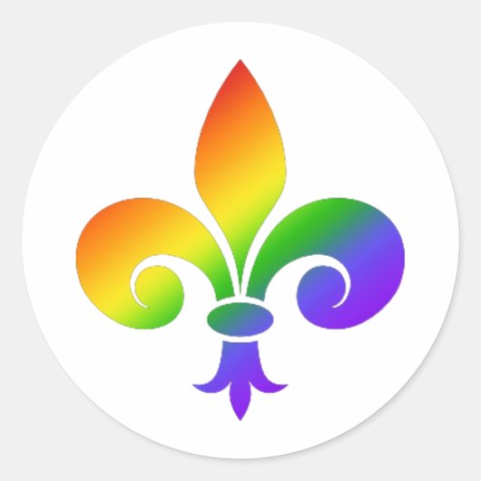 Fancy regenboog Fleur de Lis Ronde Sticker (Voorkant)