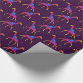 Fancy regenboogkleurige Giraffes Cadeaupapier (Hoek)