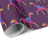 Fancy regenboogkleurige Giraffes Cadeaupapier (Rol Hoek)