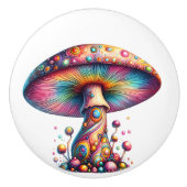 Fancy regenboogkleurige paddenstoel keramische knop (Voorkant)