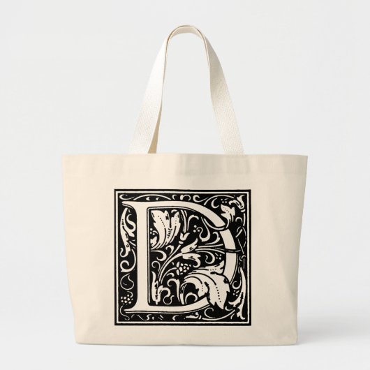 Fancy Renaissance Alfabet Letter D Totebag Grote Tote Bag (Voorkant)