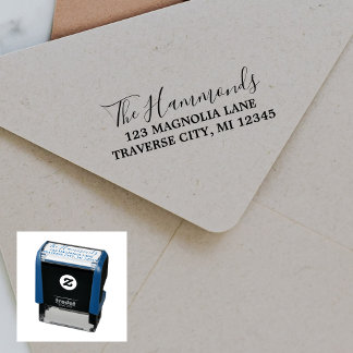 Fancy retouradres familie zelfinktende stempel