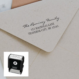 Fancy retouradres familie zelfinktende stempel