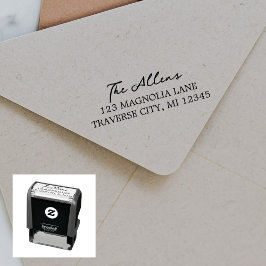 Fancy retouradres familie zelfinktende stempel