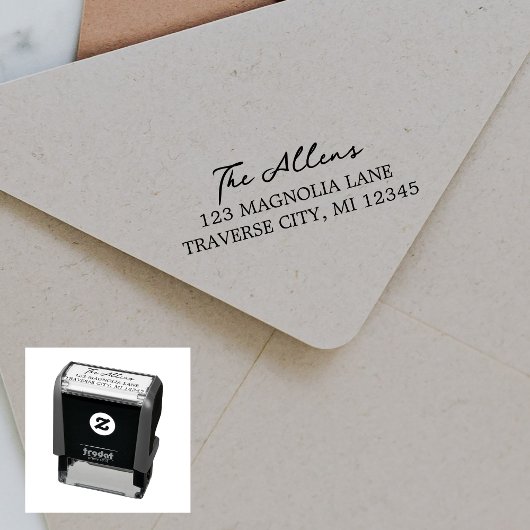 Fancy retouradres familie  zelfinktende stempel