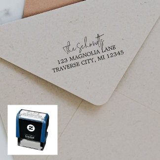 Fancy retouradres familie zelfinktende stempel