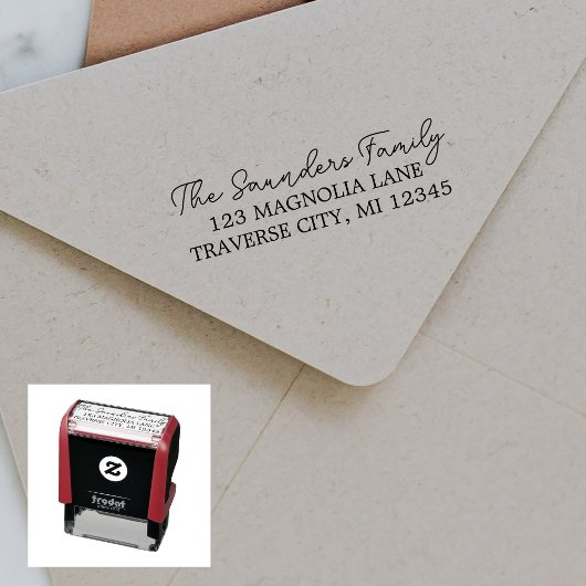 Fancy retouradres familie  zelfinktende stempel