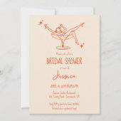 Fancy retro Vrijgezellenfeest cocktail hand geteke Kaart (Voorkant)