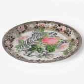 Fancy Ribcage met Rozen  Halloween Papieren Bordje (Gekanteld)