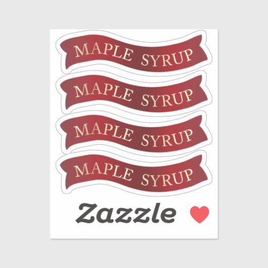 Fancy rode banner esdoorn siroop potje labels voor (Vel)