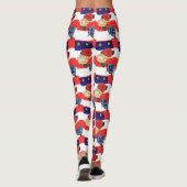 Fancy rode blauwe Rozen vlag Ontworpen Leggings (Achterkant)