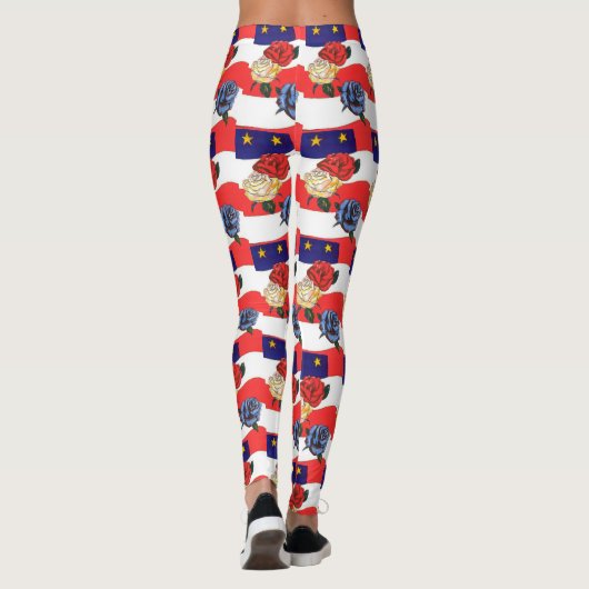 Fancy rode blauwe Rozen vlag Ontworpen Leggings (Achterkant)