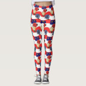 Fancy rode blauwe Rozen vlag Ontworpen Leggings (Voorkant)