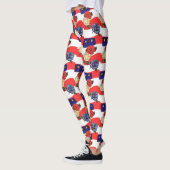 Fancy rode blauwe Rozen vlag Ontworpen Leggings (Links)