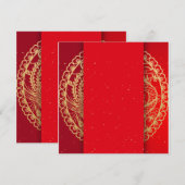 Fancy Rode bruiloft Kaart (Voorkant / Achterkant)