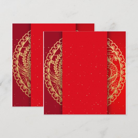 Fancy Rode bruiloft Kaart (Voorkant / Achterkant)