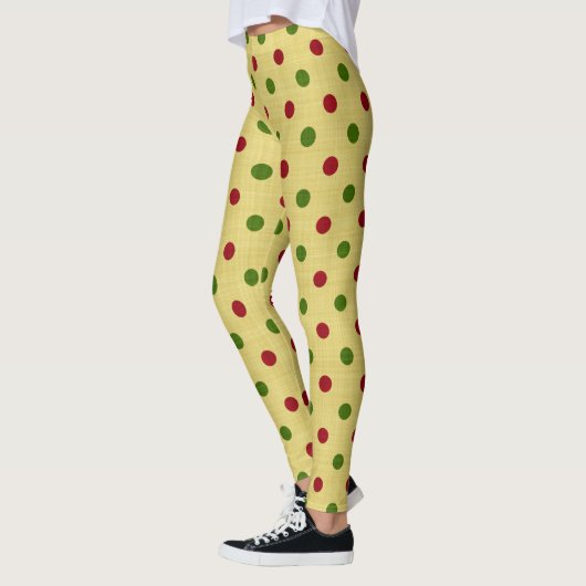 Fancy rode en groene kerstretro Polka Dot. Leggings (Links)