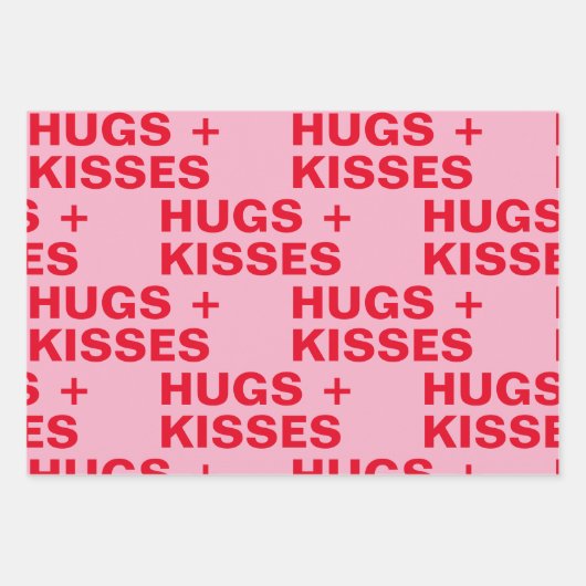 Fancy rode en roze handschoenen en Kisses Valentij Inpakpapier Vel (Voorkant)