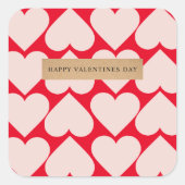 Fancy rode en roze hartritme Valentijnse vierkant Vierkante Sticker (Voorkant)
