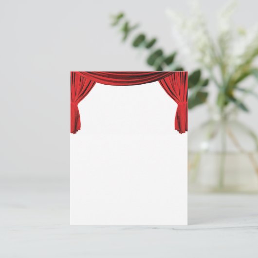 Fancy rode fluwelen showcase gordijn nodigt uit uitnodiging briefkaart (Staand voorkant)