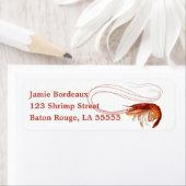 Fancy rode garnaal op wit etiket (Insitu)