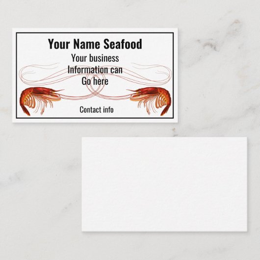 Fancy rode garnaal op wit   visitekaartje (Voorkant / Achterkant)