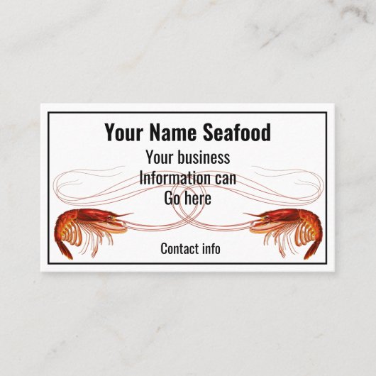 Fancy rode garnaal op wit visitekaartje (Voorkant)