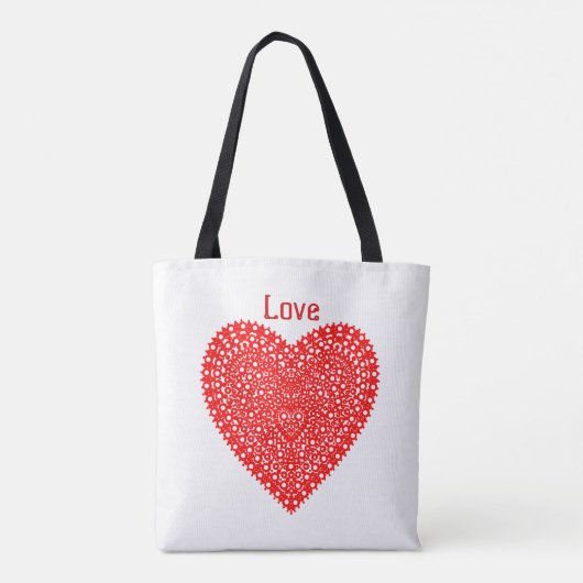 Fancy rode hartcirkels gepersonaliseerd tote bag (Achterkant)
